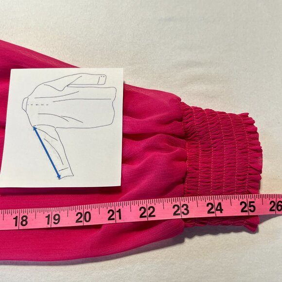 🌺Torrid Sz 4(4X) Petal Pink Elegant Ruffle Blouse smocked neck line long sleeve - Picture 12 of 13